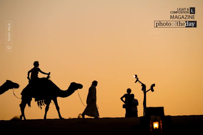 Sunset Camel Ride, by Rabih Madi