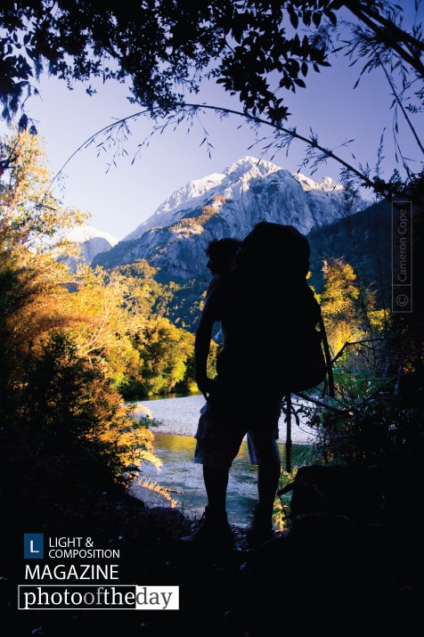 Cochamó Hiker Silhouette, by Cameron Cope