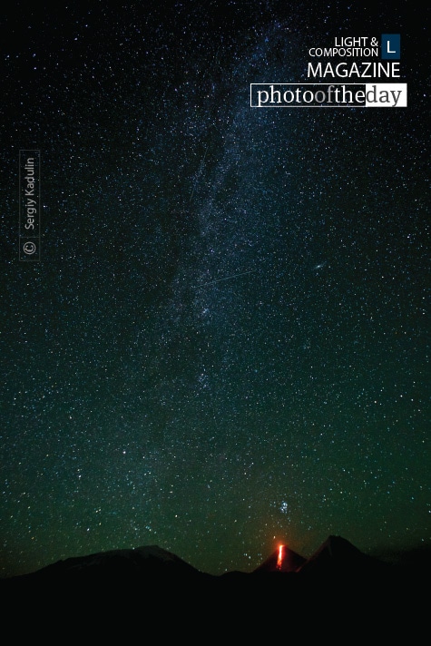 Starry Night and the Erupting Volcano, by Sergiy Kadulin