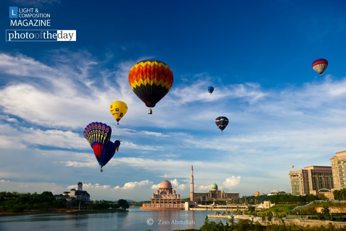 Hot Air Balloons Flying over Putrajaya, by Zain Abdullah