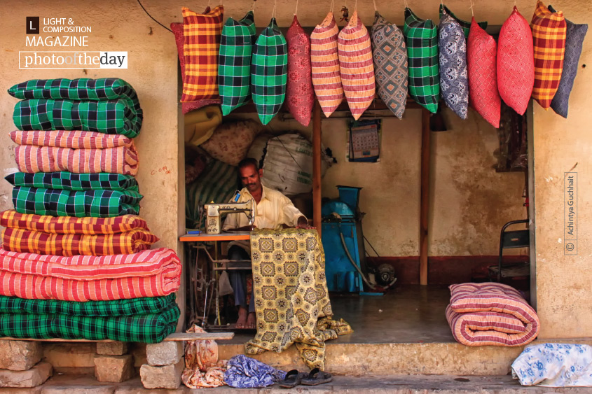 What made me take this photo is the color of the pillows. We do not see them at our houses where they are under different covers. Its truly their inner colors that attracted me.