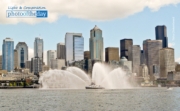 Fireboat and Seattle Downtown, by Tisha Clinkenbeard