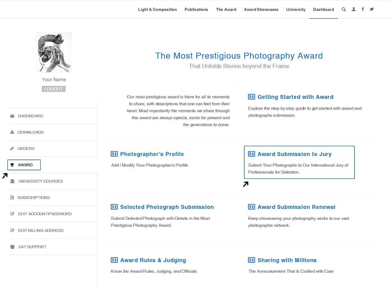 Navigate to Award Submission