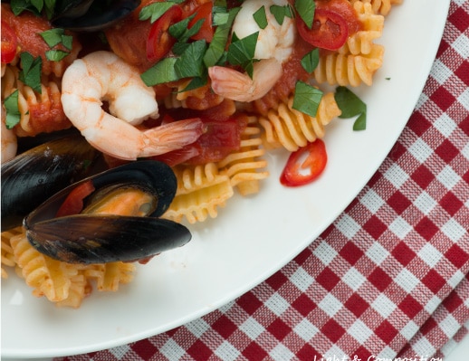 Pasta Marinara Overhead, by Ola Cedell