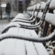 Snow Covered Benches, by Des Brownlie