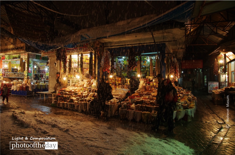 Snowing in Diyarbakir Bazaar, by Mehmet Masum