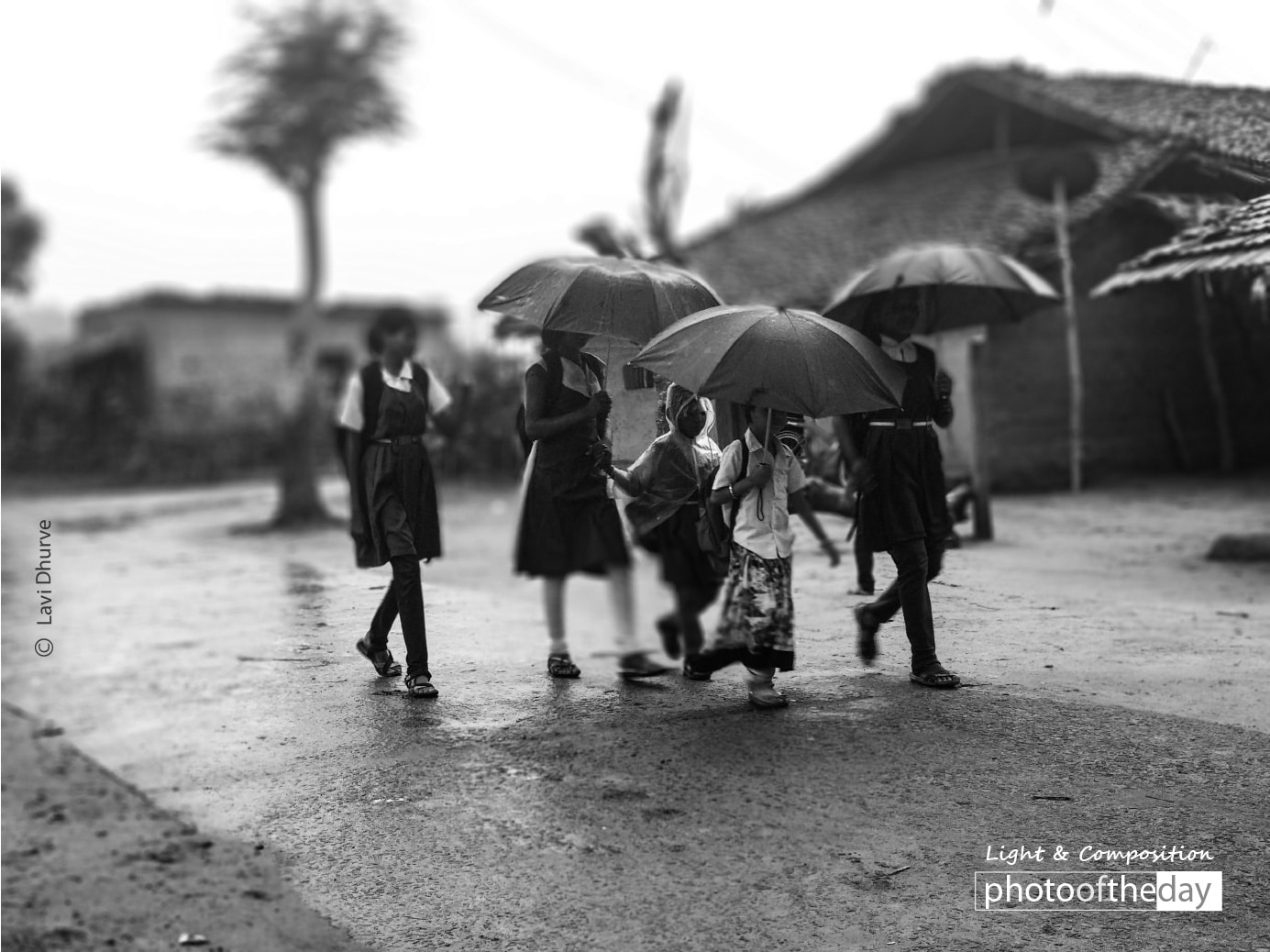 School Kids in the Rain, by Lavi Dhurve