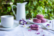 Violet Macarons and a Coffee Cup by Barbara Martello