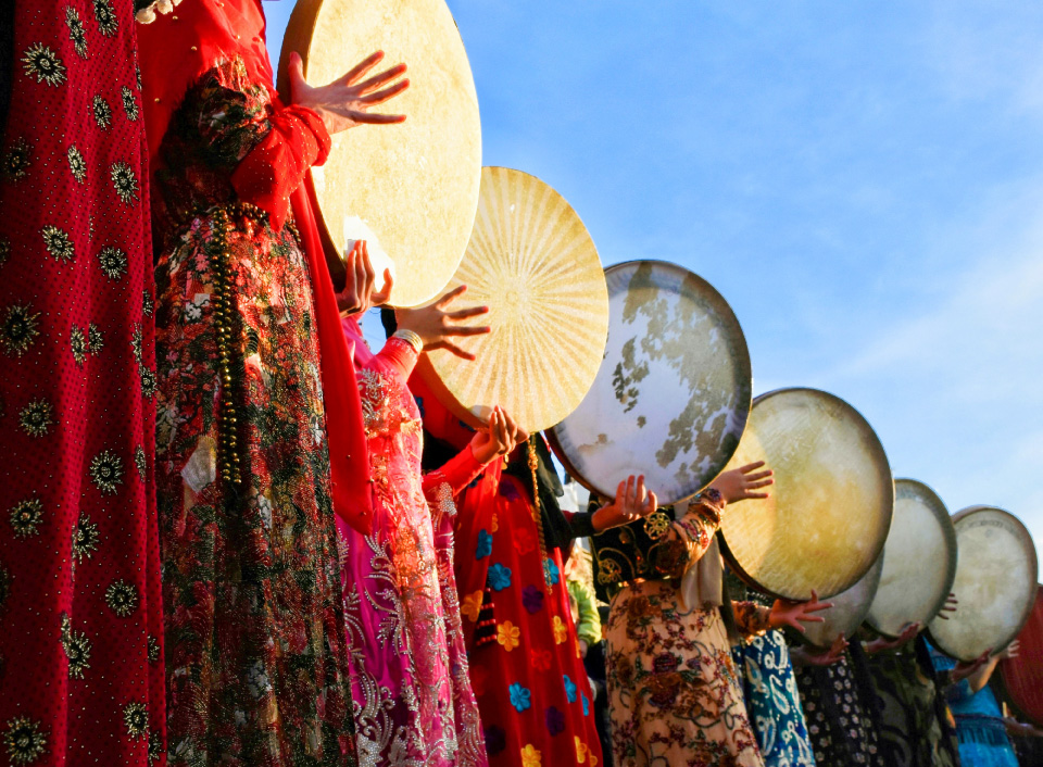 Kurdish Girls with Daf by Moslem Azimi