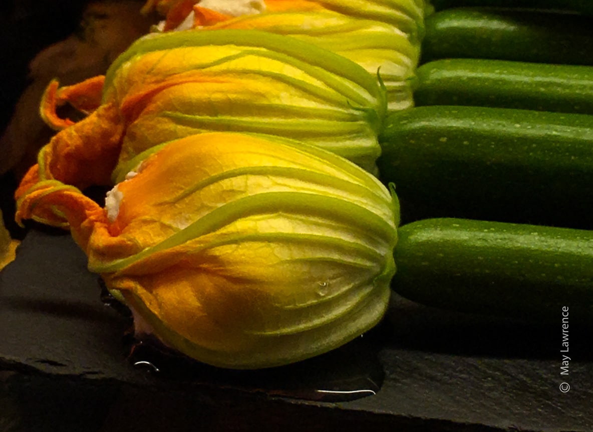 Stuffed Zucchini Flower Pintxos by May Lawrence