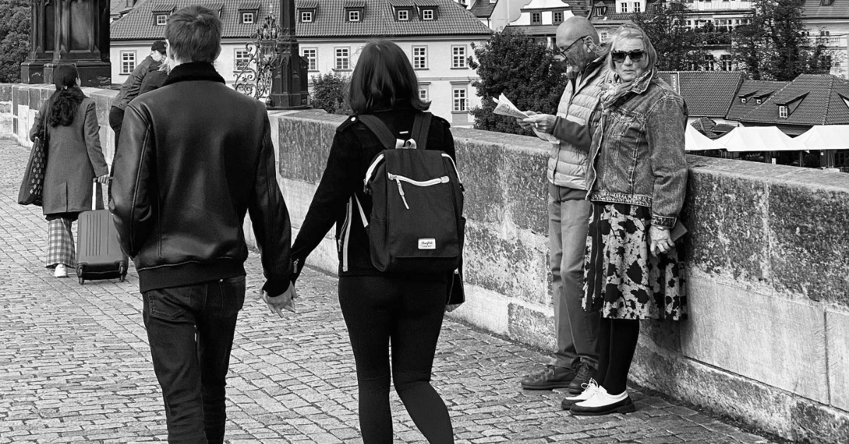 Lovers on Charles Bridge by Mirka Krivankova