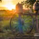 Sunset Wagon Wheel Mail Box by Zara Otaifah