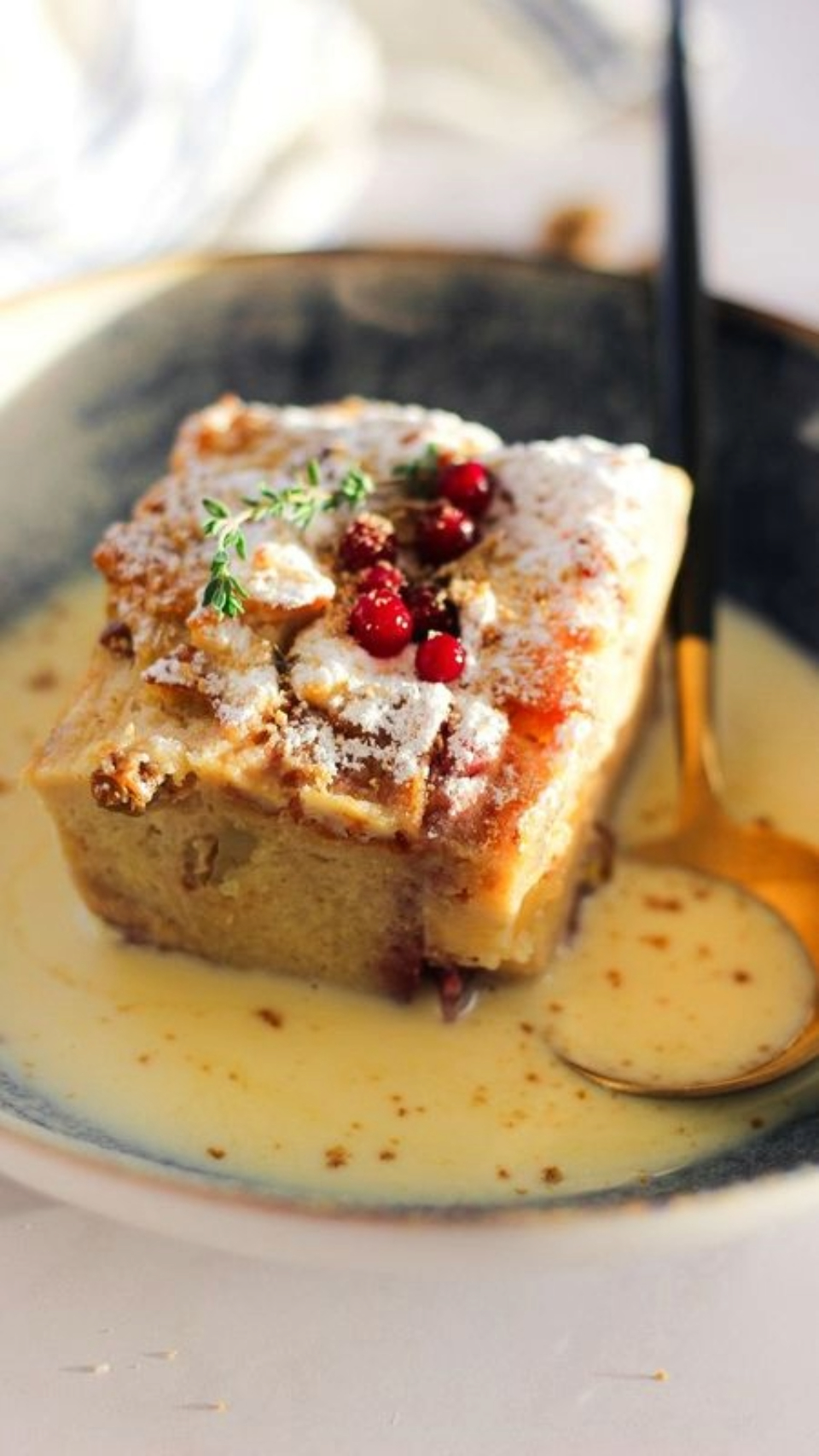 Sweet Bread Pudding with Creamy Vanilla Sauce by Larisa Sferle